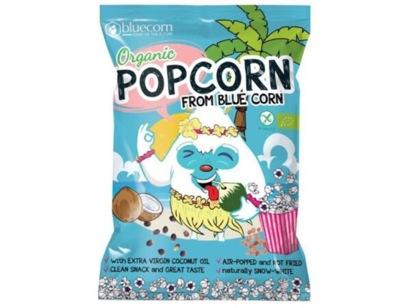 Popcrop Popcorn z modrej kukurice s himalájsou soľou a extra panenským kokosovým olejom BIO 20 g - kokosovy olej